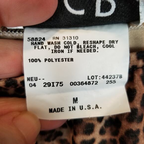 Vintage 90s AGB Byer California Stretch Leopard Print Slip Skirt Lettuce Hem M - Picture 6 of 6